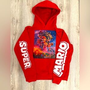Boys Super Mario Size Small Red Hooded Sweatshirt